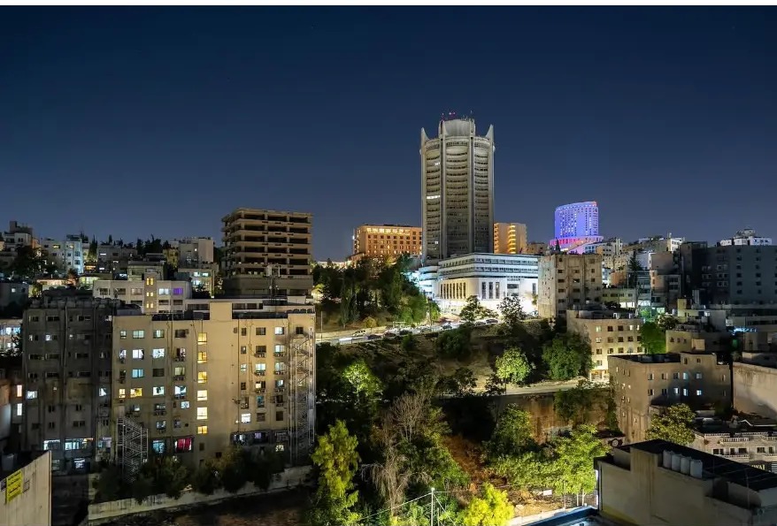Amman skyline at blue hour seen from Al Weibdeh, Jordan